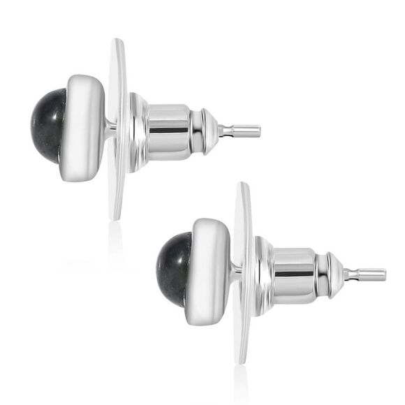 Blue Star Sapphire Solitaire Stud Earrings in Rhodium Sterling Silver - Picture 5 of 9